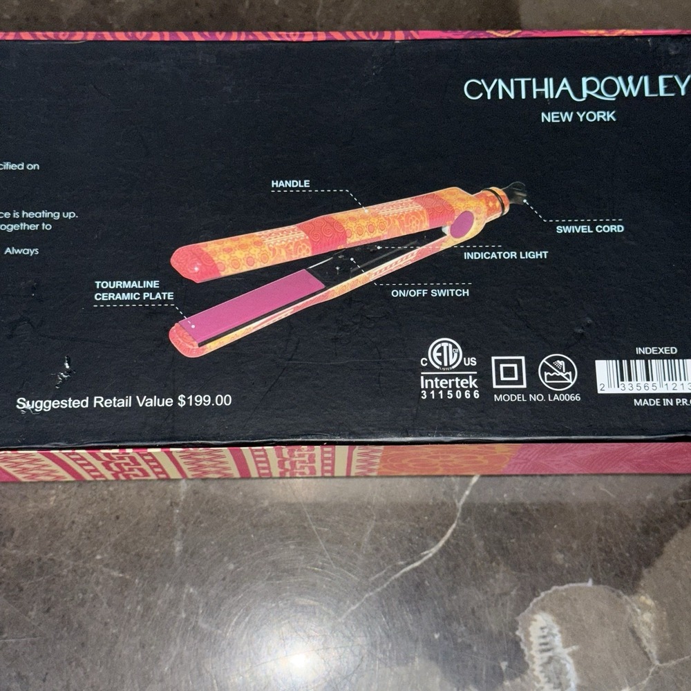 Cynthia Rowley Hair Iron Women Multicolor Tourmaline Ceramic LA0066 New - Picture 5 of 6